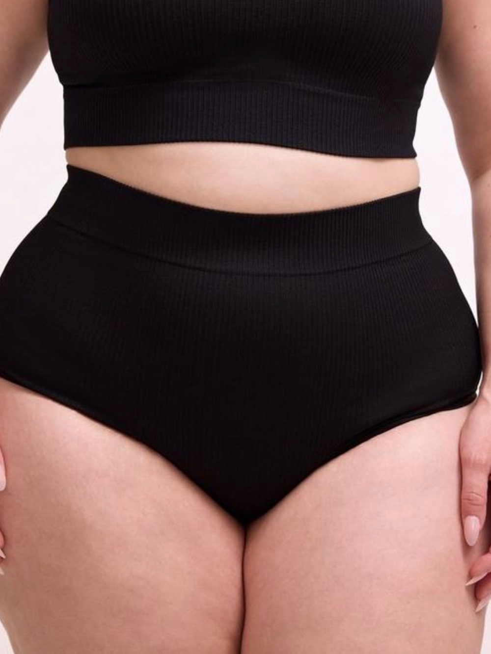 High-Waist Ribbed Black Women's Panty